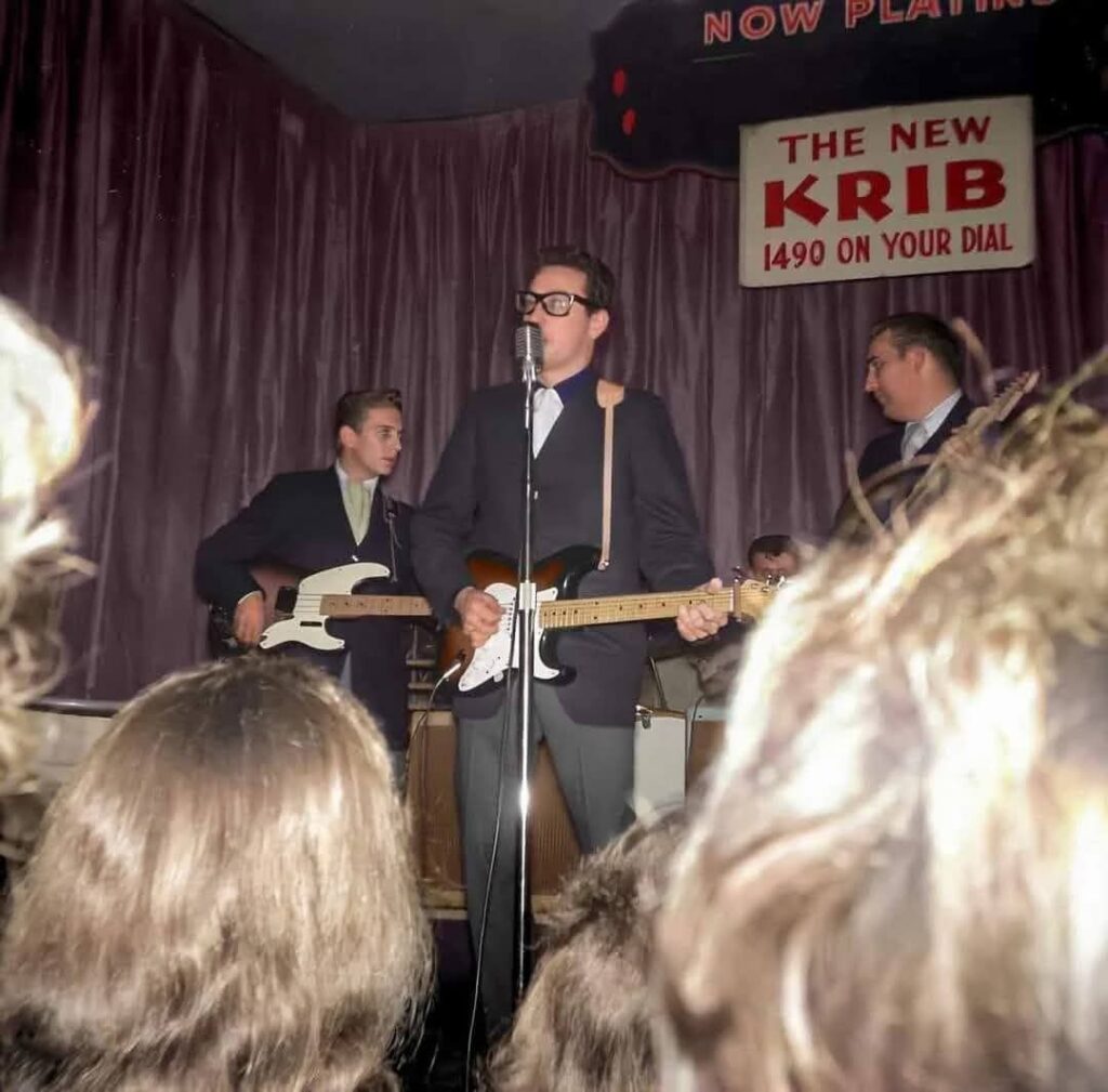 Buddy Holly , The Surf Ballroom Clear Lake Iowa February 2, 1959. This is the last known photograph of Buddy Holly alive.